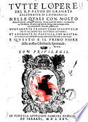 Tutte l'opere del R.P.F. Luigi di Granata dell'ordine di S. Domenico nelle quali con molto seuor di spirito, con gran dottrina, & con incredibil facilita, s'ammaestra un Christiano ... Nuovamente tradotte di spagnuolo in italiano da diuersi autori. Et adornate di postille, che mostrano le sententie piu notabili, & l'autorita della scrittura sacra; & con due tavole. E questo e il primo \\-terzo! fiore della nostra ghirlanda spirituale