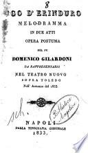 Ugo d'Erinduro melodramma in due atti