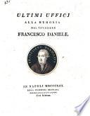 Ultimi ufficj alla memoria del cavaliere Francesco Daniele