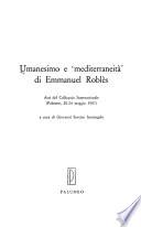 Umanesimo e mediterraneità di Emmanuel Roblès