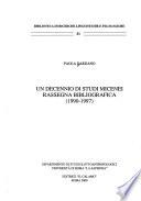 Un decennio di studi micenei