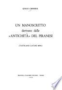 Un manoscritto derivato dalle Antichità del Piranesi