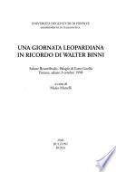Una giornata leopardiana in ricordo di Walter Binni
