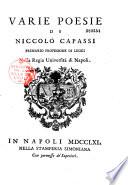Varie poesie di Niccolò Capassi ...
