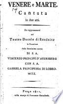 Venere e Marte cantata in due atti. (Musica di Giuseppe Weigl) (etc.)