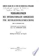 Verhandlungen des Internationalen Kongresses für Bevölkerungsforschung (Rom, 7-10 September 1931-IX) Hrsg. durch den Präsidenten Corrado Gini
