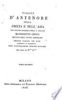 Viaggi d'Antenore nella Grecia e nell' Asia, con alcune notizie sopra l'Egitto