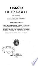 Viaggio in Polonia del professore Sebastiano Ciampi nella state del 1830