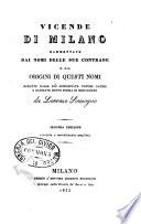 Vicende di Milano rammentate dai nomi delle sue contrade o sia origini di questi nomi