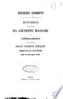 Vincenzo Gioberti discorso pronunciato da Giuseppe Massari in Castellamonte in occasione delle solenni esequie celebrate per cura di quel Municipio addi 13 dicembre 1852