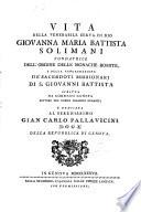 Vita della venerabile serva di Dio Giovanna Maria Battista Solimani...