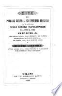 Vite dei primari Generali ed Ufficiali Italiani che si distinsero nelle guerre Napoleoniche dal 1796 al 1815
