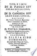 Vite e Virtù di D. Paolo Siu Colao della Cina e di D. Candida Hiu, gran dama Cinese, etc