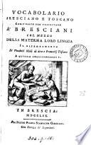 Vocabolario bresciano e toscano