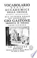 Vocabolario degli accademici della Crusca