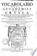 Vocabolario Degli Accademici Della Crusca