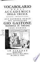 Vocabolario Degli Accademici della Crusca