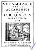 Vocabolario Degli Accademici Della Crusca