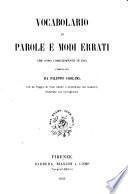 Vocabolario di parole e modi errati che sono comunemente in uso