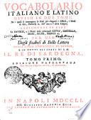 Vocabolario Italiano E Latino Diviso In Due Tomi