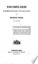 Vocabolario piemontese-italiano di Michele Ponza da Cavour
