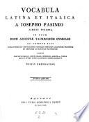 Vocabula italiano-latino. Ed. nov