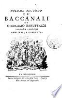 VOLUME SECONDO DE' BACCANALI DI GIROLAMO BARUFFALDI