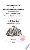 Vorgarizzamento di Maestro --- dell ́opera di Messer Boccaccio De Claris Mulieribus