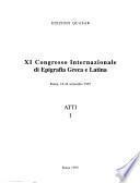 XI congresso internazionale di epigrafia greca e latina