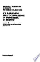 XX Rapporto sull'occupazione in provincia di Trento