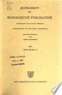 Zeitschrift Für Romanische Philologie