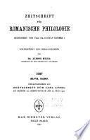 Zeitschrift Für Romanische Philologie